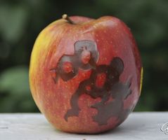 Äpple med tatuering